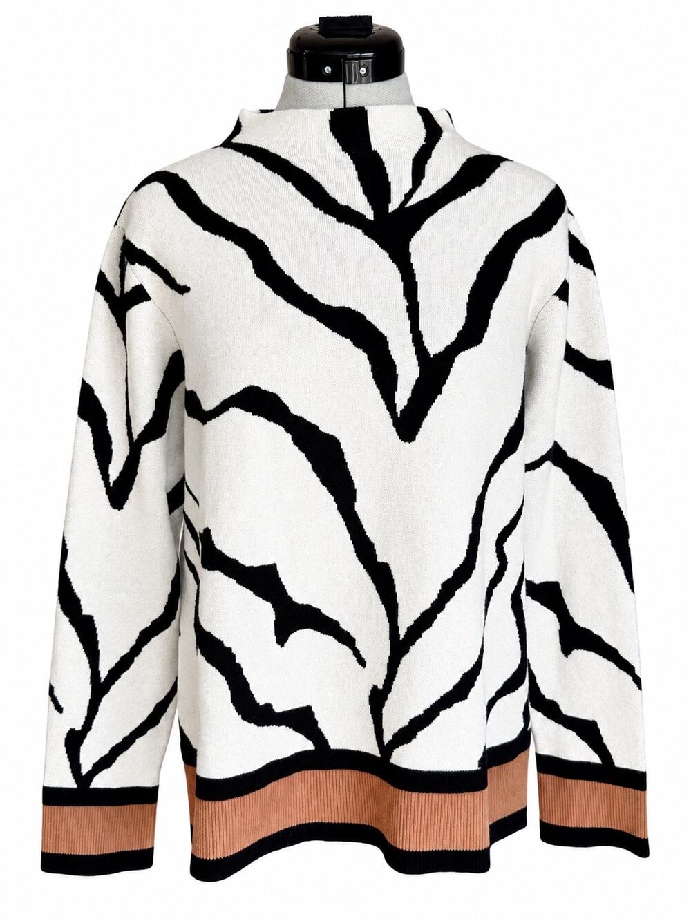 Tribal Jeans Abstract Print Mock Neck Sweater